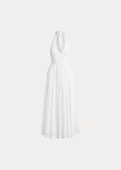 Women's Polo Ralph Lauren Eyelet Cotton Halter Dresses | 124730RNI